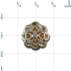 A2309 14K SLIDE WITH 5 DIAMOND & HEART DESIGN 